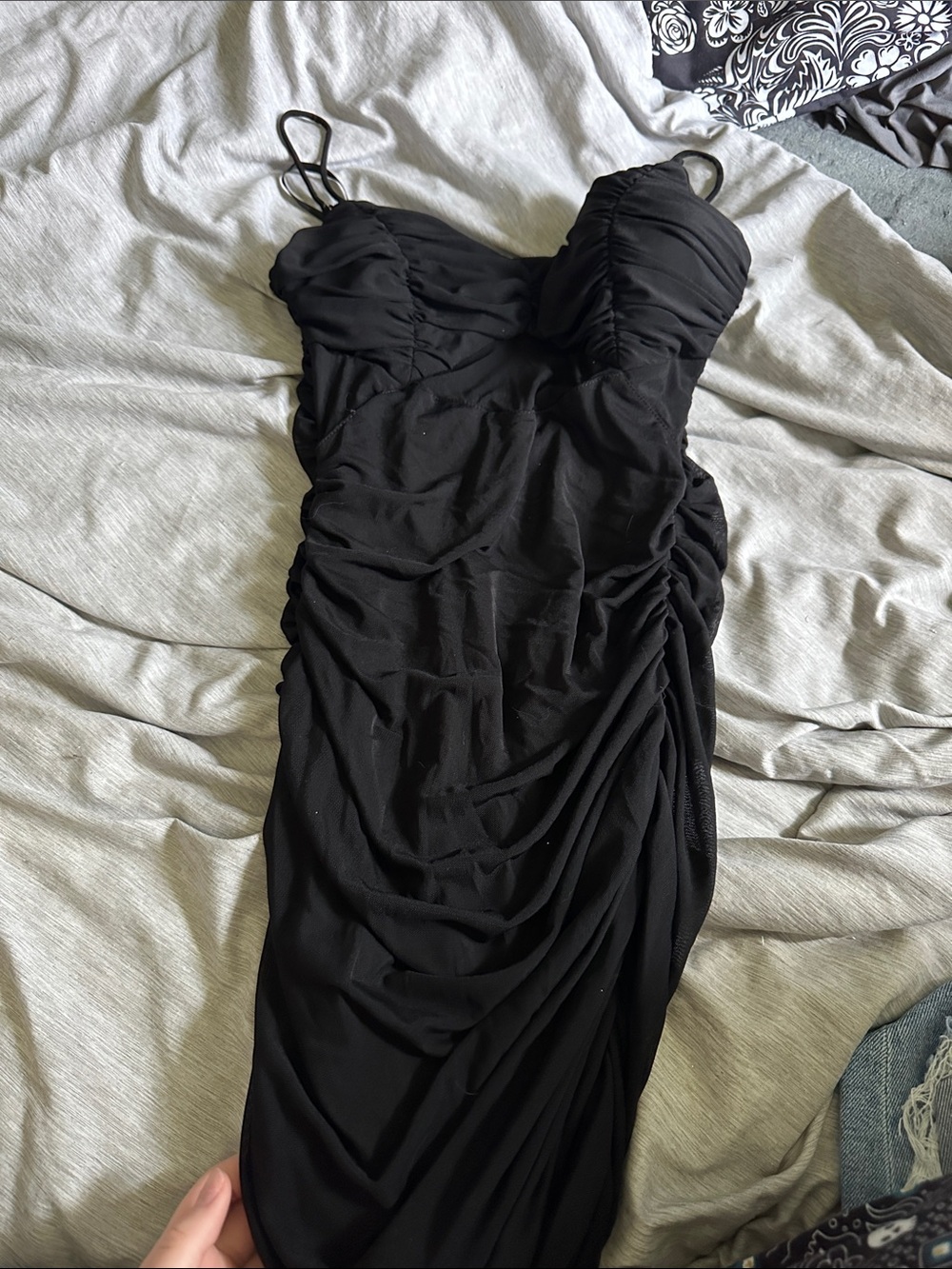 Windsor Black Strapless Ruched Evening Dress